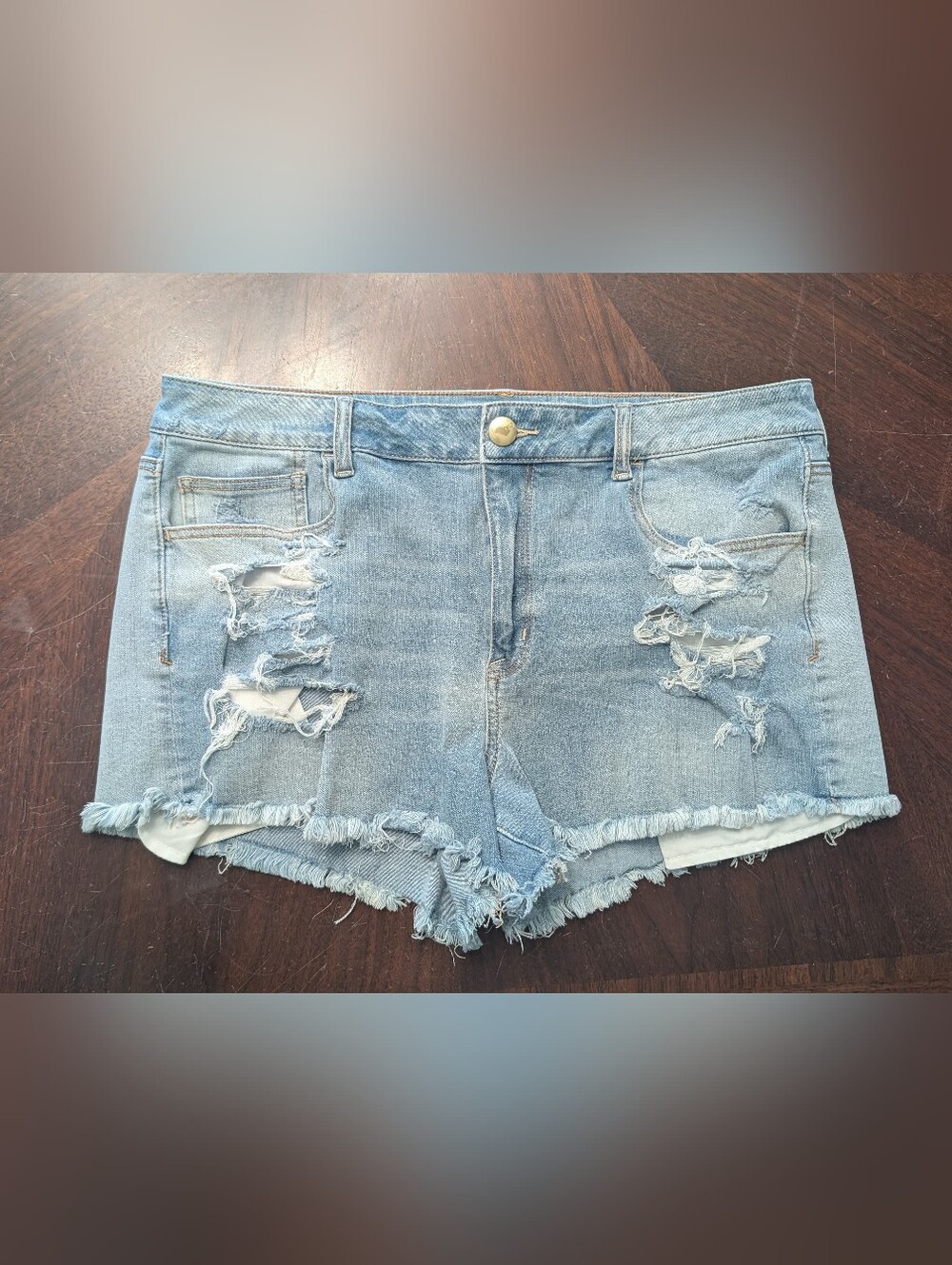 American Eagle Outfitters Light Blue Distressed Jean Shorts